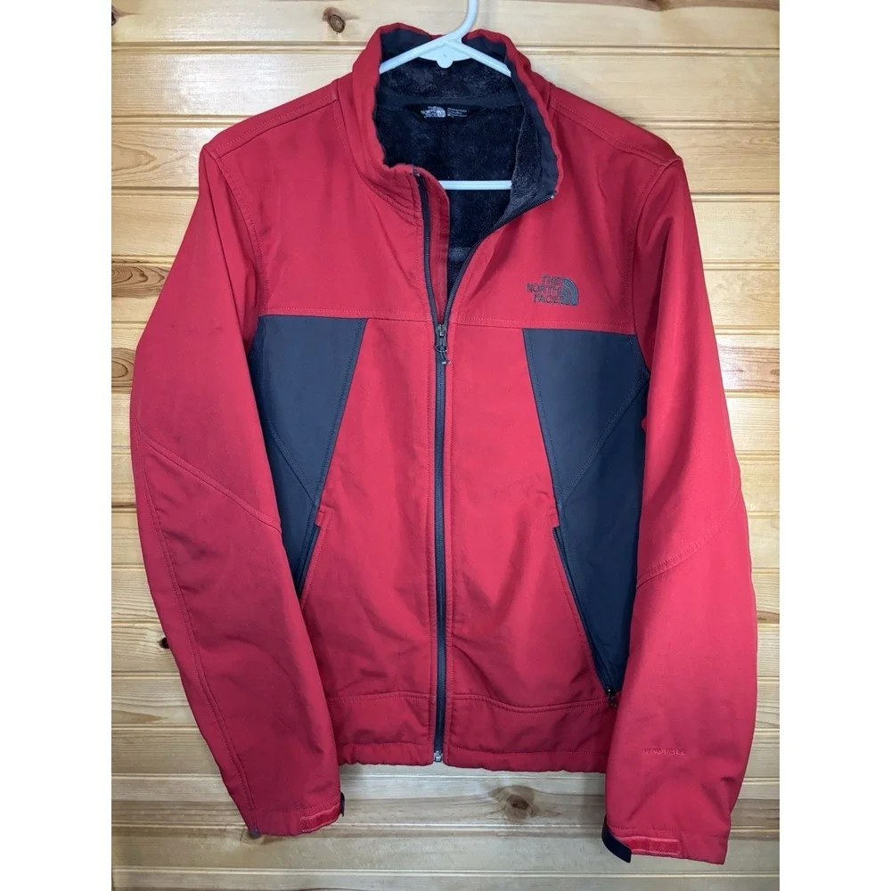 The North Face Shellrock Jacket Men's Medium‎ Red Fleece Lined Windwall Full Zip